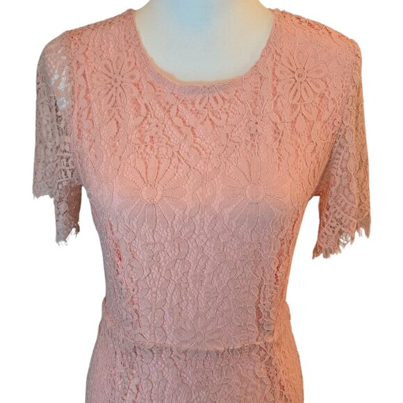 ALLANDWELL Women's Floral Lace Short Sleeves Dress Sz: S Peach - Picture 7 of 11